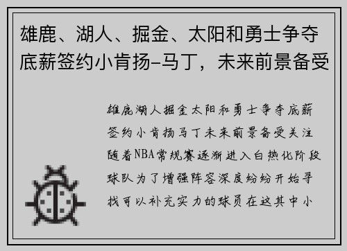 雄鹿、湖人、掘金、太阳和勇士争夺底薪签约小肯扬-马丁，未来前景备受关注